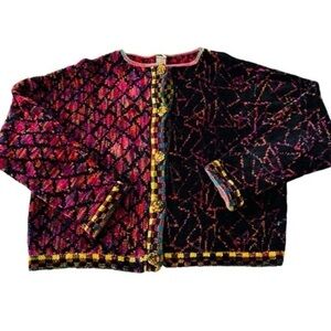 VINTAGE ROBIN ORIGINAL ROBIN BERGMAN HANDLOOM CHENILLE CARDIGAN M/L